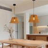 DORESshop 3-Pack Boho Farmhouse Pendant Lights with Woven Rattan Cone Shades, Adjustable Hanging Lamps for Dining Room, E26 Base - 3 of 4