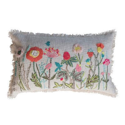 Storied Home Cotton Slub Flower Pillow