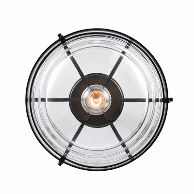 Matte Black and Clear Glass 12" Semi-Flush Mount Light