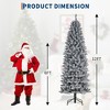 Prelit Flocked Pencil Christmas Tree with Lights, Slim Artificial Xmas Tree with Snowy Branch Tips & Sturdy - 2 of 4