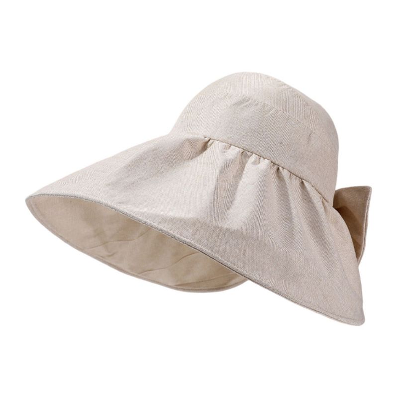 Anna-Kaci Womens Wide Brim Sun Hat with Bow Detail Breathable Foldable Summer Beach Travel Hat, Beige