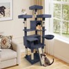 Costway 65” Tall Multi-level Cat Tree with 3 Upholstered Top Perch 2 Cat Condos Cat Basket Beige/Light Gray/Dark Gray/Pink - 4 of 4