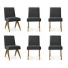 Set of 6 Upholstered Dining Chairs, Modern Solid Wood Kitchen Chairs with Padded Seat, Linen Accent Chairs for Dining Room & Home-Maison Boucle - 2 of 4
