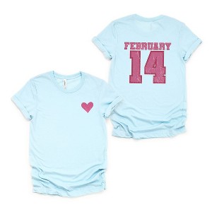 Simply Sage Market Women's February Fourteenth Front And Back Design Short Sleeve Graphic Tee - 1 of 4