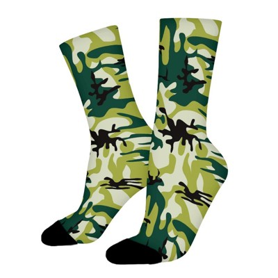 Vivid Camo Women Printed Crew Socks Funny Funky Socks Soft Polyester Novelty Gifts for Artists Men