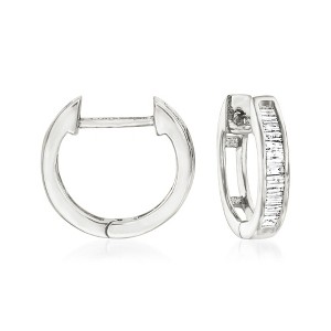 Ross-Simons 0.10 ct. t.w. Diamond Huggie Hoop Earrings in Sterling Silver - 1 of 4