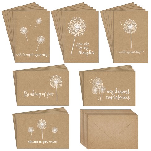 Best Paper Greetings 36 Pack Blank Sympathy Cards With Envelopes, Bulk  Kraft Paper Condolence Cards For Bereavement, Thinking Of You, 4x6 In :  Target