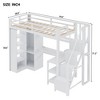 Twin Size Metal Loft Bed with Stepped Stairs, Desk and 5-layer Shelf - 4 of 4