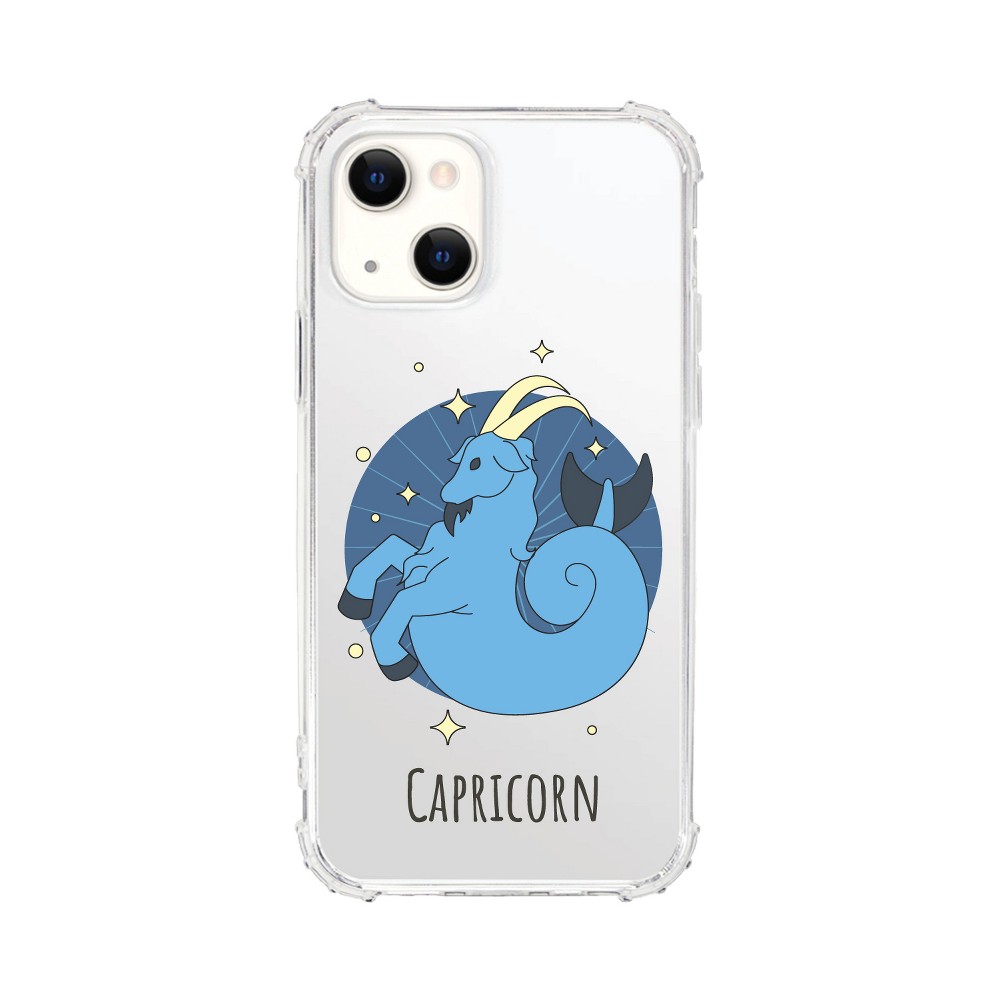OTM Essential iPhone 14 Plus Clear Tough Edge Case - Capricorn: Thermoplastic Polyurethane Figures Pattern