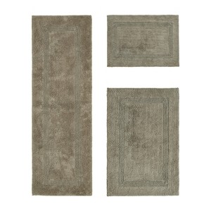 Lux Premium 100% Cotton  Ultra-Soft Tufted Solid Reversible 3 Piece Bath Rug Set, Water-Absorbent, Durable, Machine Washable Bathroom Rug - 1 of 4