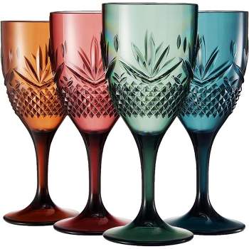 Khen's Shatterproof Muted Colored Wine Glasses, Luxurious & Stylish, Unique Home Bar Addition - 4 pk