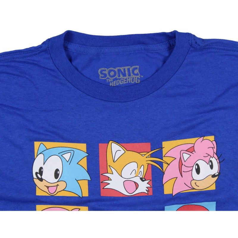 Sonic The Hedgehog Boy's Character Squares Grid With Logo Design T-shirt Kids, 4 of 5