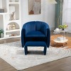 Single Leisure Barrel Chair,Modern Velvet Accent Chair with Ottoman,Modern Barrel Chair Upholstered Club Tub Round Arms Chair-Cuddlewood - 3 of 4