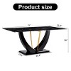 Large Faux Marble Kitchen Table,Table With Tempered Glass Desktop And Crescent Shaped Table Bracket,Rectangular Dining Table-Cuddlewood - 4 of 4