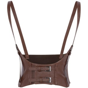 INSPIRE CHIC Women's Elastic Wide Waist Belt, Steampunk Underbust Corset Belts Faux Leather/Denim for Dress - 1 of 4
