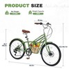 CAVINAS 24 Inch Steel Commuter Bike with Cushioned for Adults,Shimano 6 Speed Bicycle with Leather Saddle and Grips,Green - 3 of 4