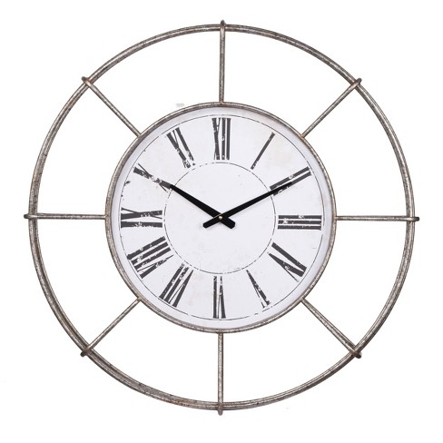 silver wall clock b&m