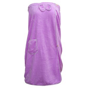 Unique Bargains Shower Wrap Towel for Women Adjustable Closure Bath Wrap with Pocket 1 Pc - 1 of 4