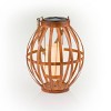 10" Solar Metal Lantern with Flickering LED Light Brown - Alpine Corporation: Iron Construction, Rechargeable, Cordless Design - 2 of 4