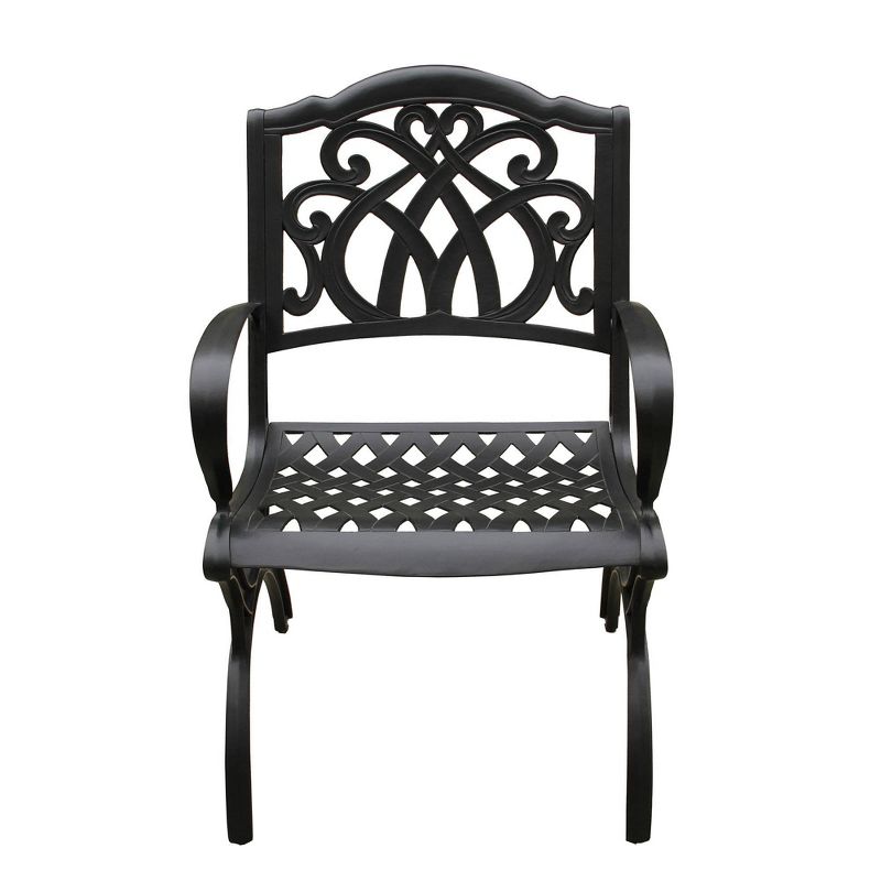 Ornate Traditional Outdoor Cast Aluminum Dining Chair - Black - Oakland Living, 1 of 6