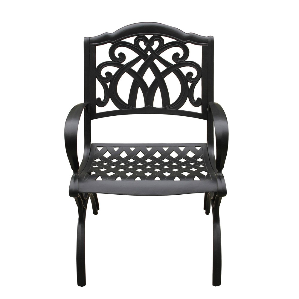 Photos - Sofa Ornate Traditional Outdoor Cast Aluminum Dining Chair - Black - Oakland Li