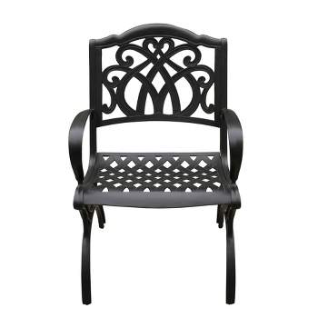 Ornate Traditional Outdoor Cast Aluminum Dining Chair - Black - Oakland Living