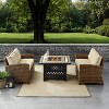 Crosley 3pc Bradenton Steel Outdoor Patio Fire Pit Furniture Set with Two Loveseats Tan/Brown - 2 of 4