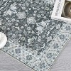 Vintage Detailed Floral Pattern Non Slip Washable Rug Thin Low Pile Indoor Carpet Fit for Living Room, Bathroom - 3 of 4
