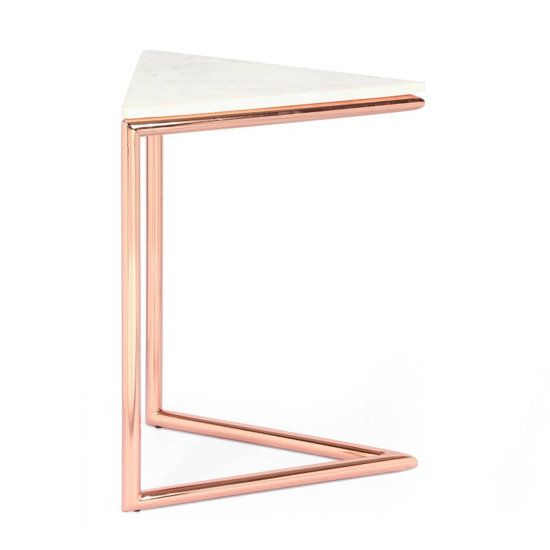 Corral Modern Glam Handcrafted Banswara Marble Top C Shaped Side Table White/Rose Gold - Christopher Knight Home, 5 of 12