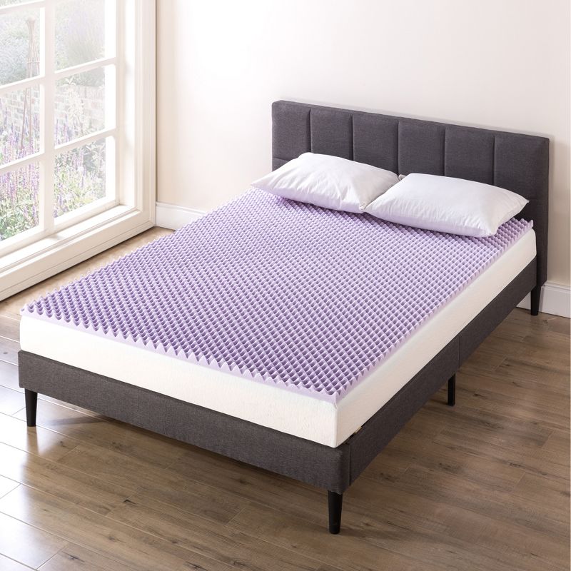 Mellow Egg Crate Memory Foam Lavender Infusion 1.5" Mattress Topper, 3 of 10
