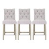 WestinTrends Hayes 24" Linen Fabric Tufted Counter Stool (Set of 3) - 3 of 4
