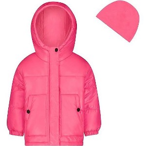 LONDON FOG Girls' Heavyweight Warm Winter Coat with Beanie Hat - 1 of 4