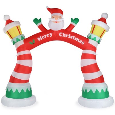 FURNIinspire Decorative Holiday Scene Props Christmas Inflatable Archway Santa Claus Arch, Blow Up Yard Decoration, Multicolored, 39.4"*106.3"*122"