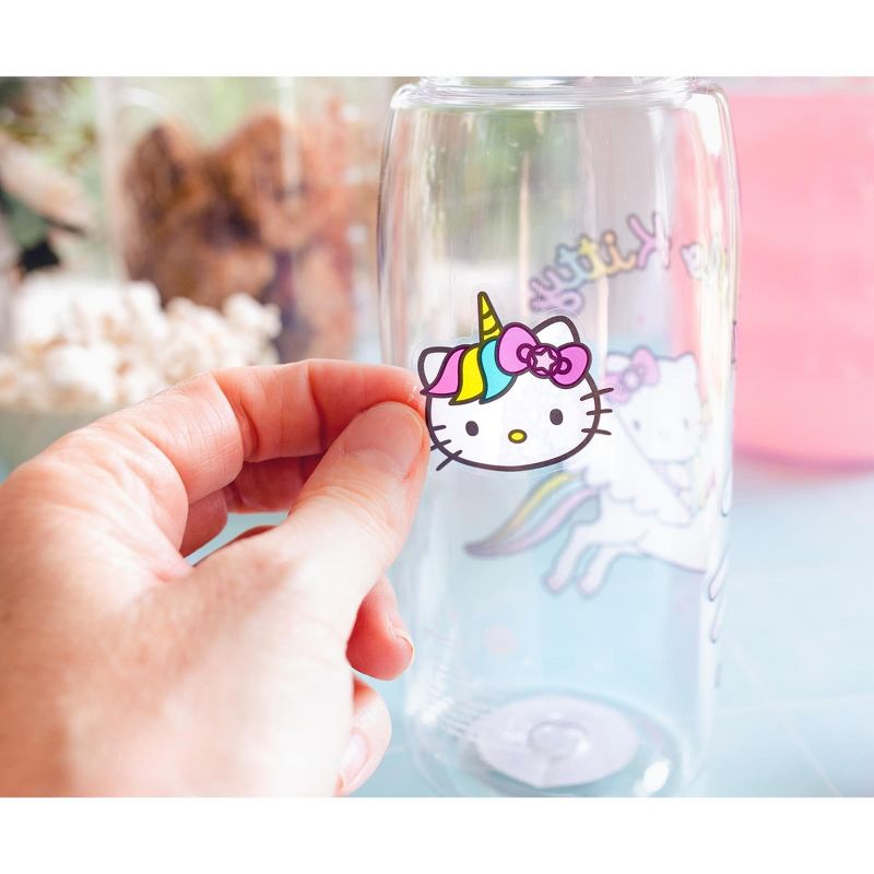 Silver Buffalo Sanrio Hello Kitty Unicorn Twist Spout Water Bottle and Sticker Set | 20 Ounces, 4 of 10
