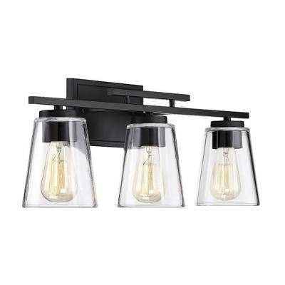 Calhoun 3-Light Satin Nickel Vanity Fixture with Clear Glass Shades