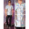 Lars Amadeus Men's Button Down Short Sleeves Shiny Metallic Holographic Shirt - 4 of 4