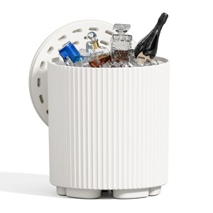 VisioGear Ice Buckets, Portable Ice Bucket Cooler with Table Top and Lid, Outdoor Drink Cooler Bar for Party, Pool, White, 14.76"*14.76"*16.65" - 1 of 4