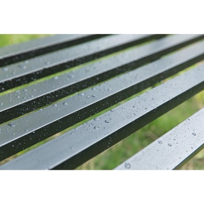 Black Steel Garden Bench with Cast Iron Frame, 52"