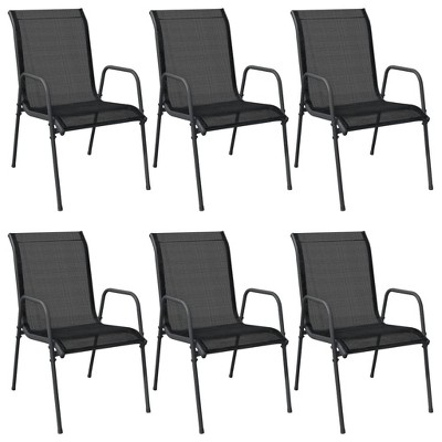 vidaXL Patio Chairs 6 pcs Steel and Textilene Black