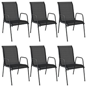 vidaXL Patio Chairs 6 pcs Steel and Textilene Black - 1 of 4