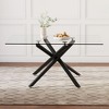 NicBex Dining Table for 4 Morden 63" Glass Dining Table Dining Room Table with Glass Tabletop and Trestle Legs for Kitchen, Black - 3 of 4