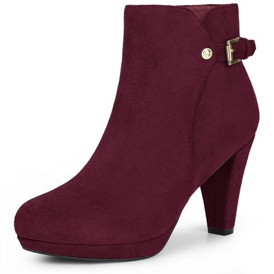 Perphy Women's Round Toe Zipper Platform Block Heel Ankle Boots