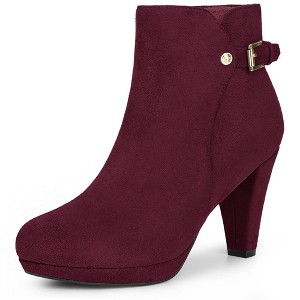 Perphy Women's Round Toe Zipper Platform Block Heel Ankle Boots - 1 of 4