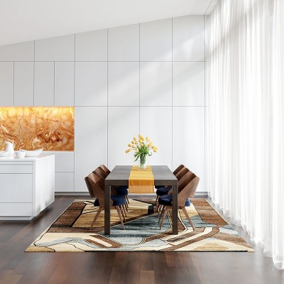 Handmade Abstract Red and Brown Wool 8' x 10' Rug