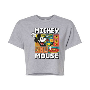 Women's - Disney - Mickey Wave Form Cropped Graphic T-Shirt - 1 of 4