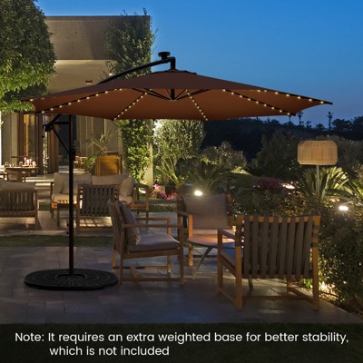 Coffee 10FT Solar-Lighted Cantilever Offset Patio Umbrella