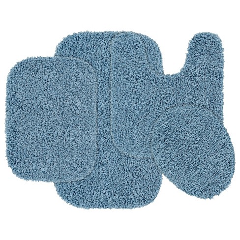 4pc Shaggy Nylon Washable Bathroom Rug Set Basin Blue - Garland Rug ...