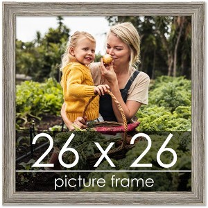 PosterPalooza | 26x26 Thin Barnwood Picture Frame, UV Acrylic, 2 Finishes - Grey and Black - 1 of 4