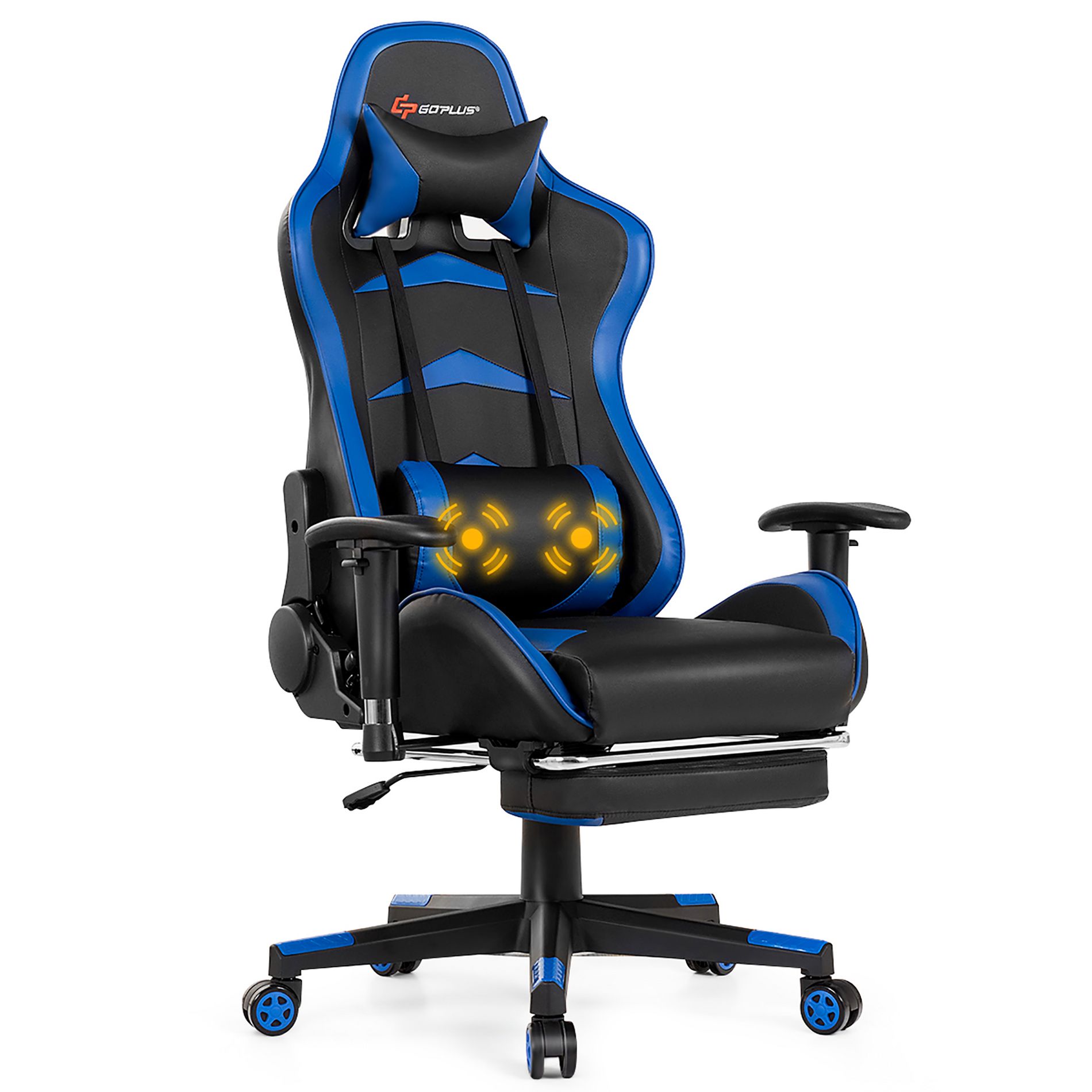 Costway Office  Massage Gaming Chair Reclining Swivel Racing with Footrest