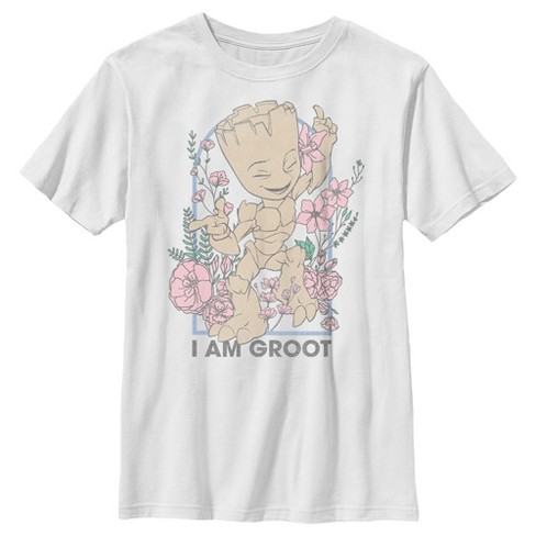 Boy s Guardians of the Galaxy Floral I Am Groot T Shirt White Large